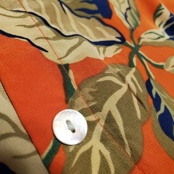 Vintage Jones Studio 100% Silk Tunic Blouse Art To Wear Floral Orange Mod SZL/XL - Picture 8 of 10